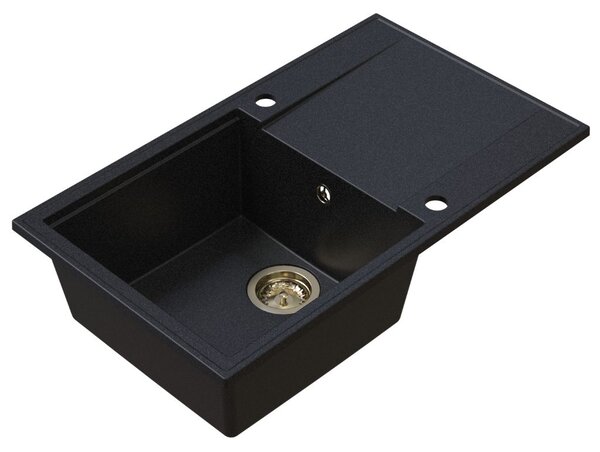 Sink Quality Sink55, kuchynský granitový drez 780x460x215 mm + zlatý sifón, grafitová, SKQ-SINK.G.1KDOL.XG