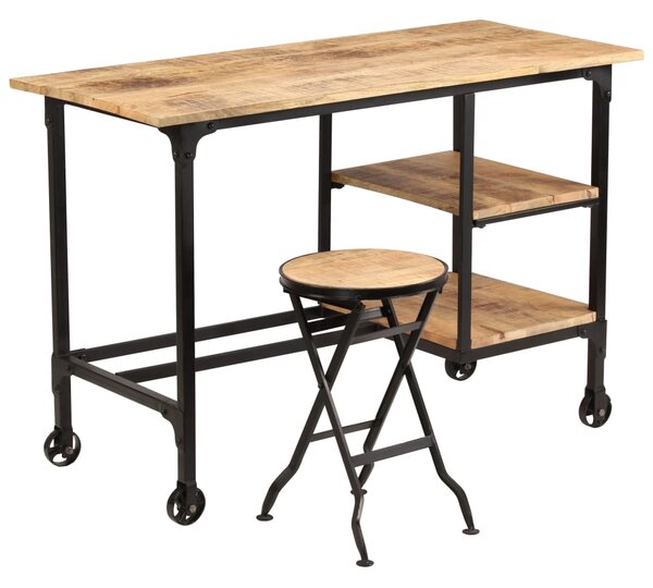 Stôl so skladacou stoličkou, masívne mangovníkové drevo 115x50x76 cm
