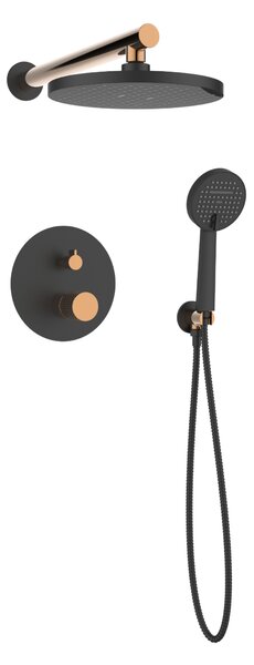 Invena Moonlight, sprchová súprava pod omietku, 2-funkčná, čierna-ružové zlato, INV-BS-77-014-V