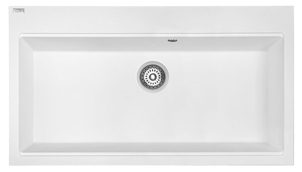 Laveo Tau, 1-komorový granitový drez 900x500x215 mm, biela, LAV-SBT_B109