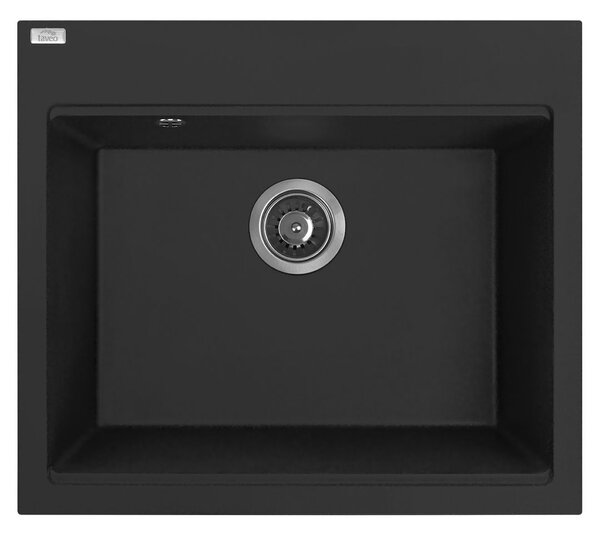 Laveo Tau, 1-komorový granitový drez 570x500x215 mm, čierna, LAV-SBT_710B