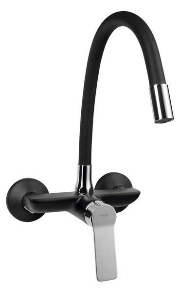 Aqualine Aqualine, SINTRA nástenná batéria 3/4", flexibilné ramienko, čierna mat/chróm, SX013-70