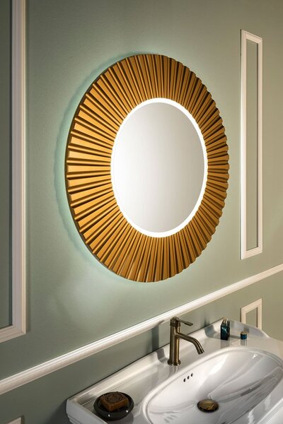 Sapho Sapho, PRIDE STRIP guľaté zrkadlo s LED osvetlením v ráme, priemer 90cm, bronz, PD954