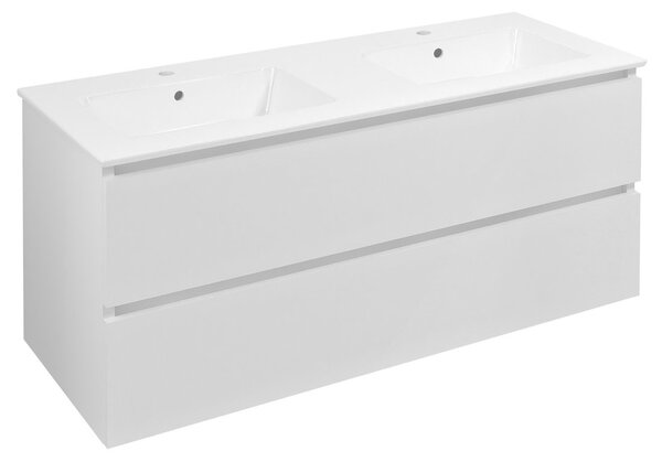 Sapho Sapho, EZARA dvojumývadlová skrinka 120x55x46cm, biela lesk, EZ121-3030