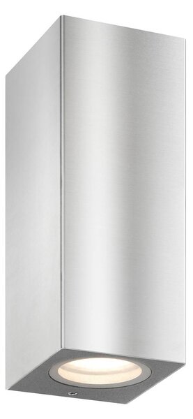 LCD Vonkajšie nástenné svietidlo 5051, nerezová oceľ, 17 cm, IP54, hore/dole, GU10, Hliník / sivá / zinok, Nehrdzavejúca oceľ, Moderný, Nástenné svietidlo