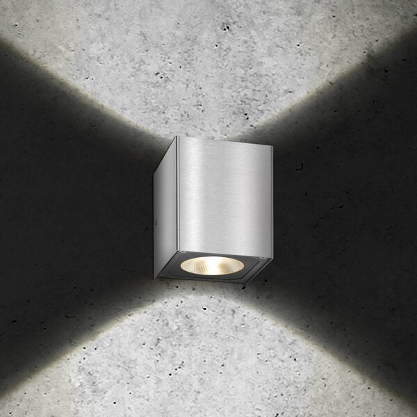 LCD LED vonkajšie nástenné svietidlo 5026, nerezová oceľ, 11 cm, IP54, hore/dole, Hliník / sivá / zinok, Nehrdzavejúca oceľ, Moderný, Nástenné svietidlo