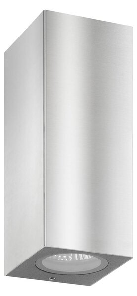 LCD Vonkajšie nástenné svietidlo 5051, nerezová oceľ, 17 cm, IP54, hore/dole, GU10, Hliník / sivá / zinok, Nehrdzavejúca oceľ, Moderný, Nástenné svietidlo