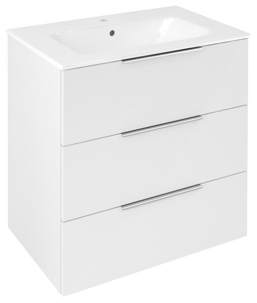 Sapho Sapho, CIRASA umývadlová skrinka 69,8x75x46cm, 3x zásuvka, biela lesk, CR731-3030