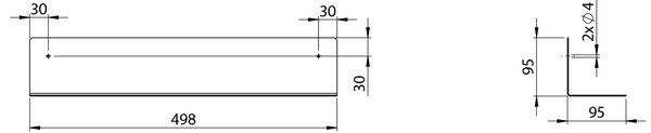 Aqualine Aqualine, Polička 498x95x95mm, čierna matná, 33217