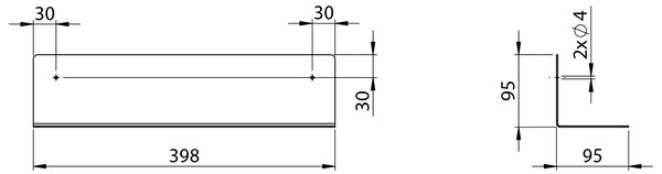 Aqualine Aqualine, Polička 398x95x95mm, čierna matná, 33216