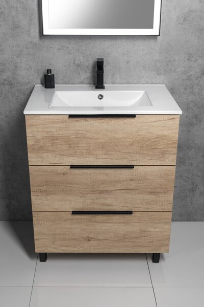 Sapho Sapho, CIRASA umývadlová skrinka 69,8x75x46cm, 3x zásuvka, dub Alabama, CR731-2222