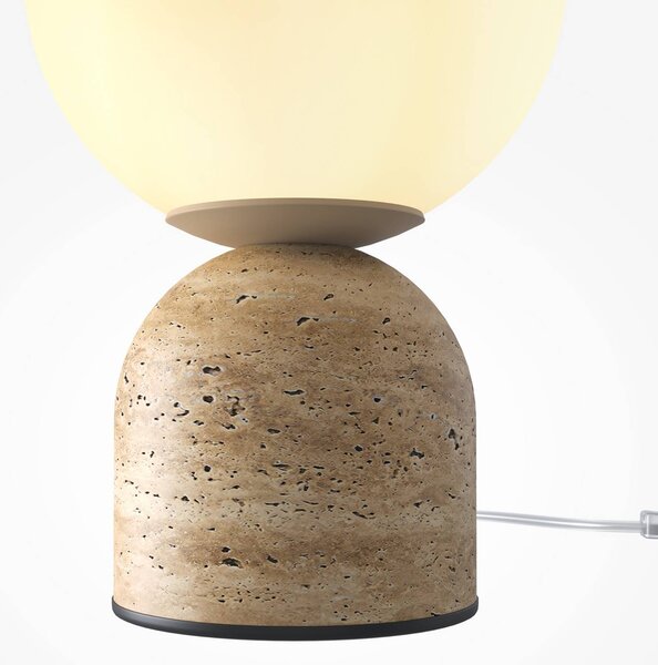 Stolová lampa Maytoni Tavo, béžová, kameň/sklo, výška 25 cm, Krémová / jantárovo žltá, Spálňa, Sklo, Moderný, Guľa