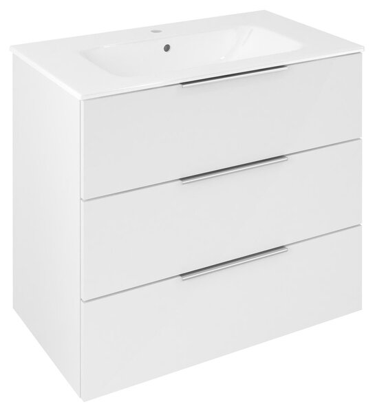 Sapho Sapho, CIRASA umývadlová skrinka 79,8x75x46cm, 3x zásuvka, biela lesk, CR831-3030