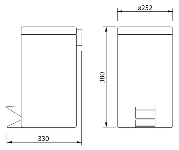 Aqualine Aqualine, SIMPLE LINE odpadkový kôš guľatý 12l, čierna mat, 26112