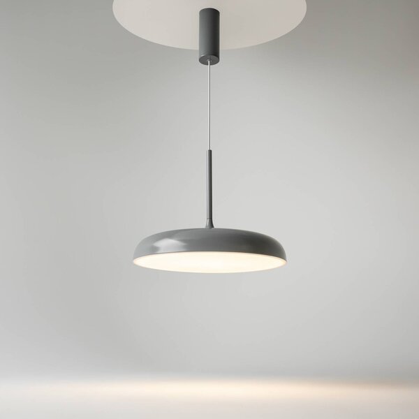 Maytoni LED závesné svietidlo Gerhard, Ø 40 cm, sivá, kov, Hliník / sivá / zinok, Obývacia izba / jedáleň, kov, Moderný, Závesné svietidlo