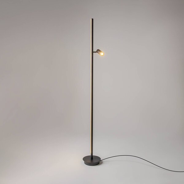 Maytoni LED stojacia lampa Thin, čierne, hliník, výška 155 cm, stmievateľné, Čierna, Obývacia izba / jedáleň, Hliník, Moderný