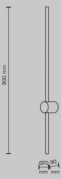 Maytoni LED nástenné svetlo Light stick, čierne, výška 90 cm, Čierna, Obývacia izba / jedáleň, Hliník, Moderný
