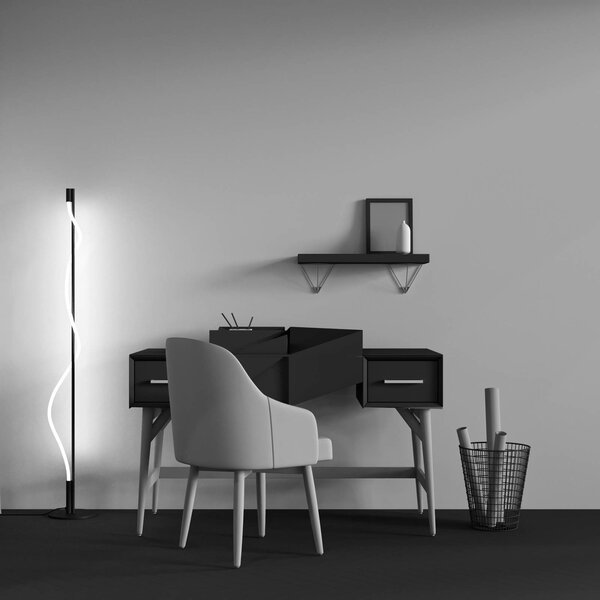 Maytoni LED stojacia lampa Tau, čierne, hliník, výška 150 cm, Čierna, Obývacia izba / jedáleň, Hliník, Moderný