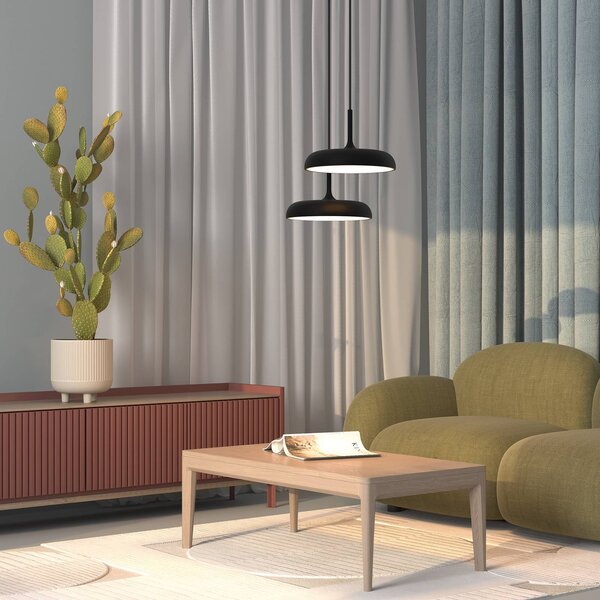 Maytoni LED závesné svietidlo Gerhard, Ø 40 cm, čierne, kovové, Čierna, Obývacia izba / jedáleň, kov, Moderný, Závesné svietidlo