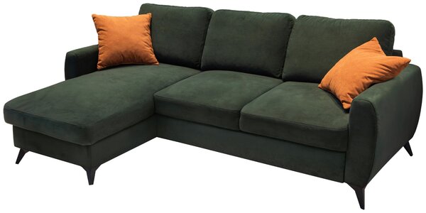 ROZKLADACIA ROHOVÁ SEDAČKA, kov, textil, kompozitné drevo, tmavozelená Livetastic - Online Only obývacie izby, Online Only