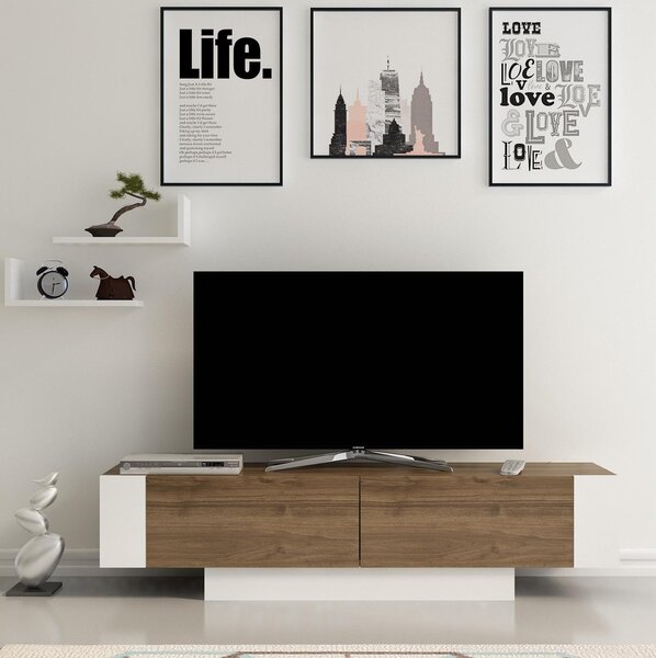 TV stolík/skrinka Metro (orech + biela) . Vlastná spoľahlivá doprava až k Vám domov. 1102349