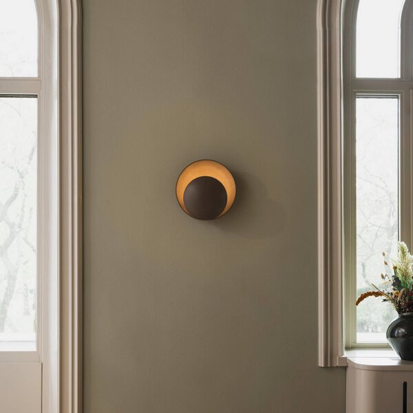 Globen Lighting Nástenné svetlo ORBIT, hnedé, Ø 30 cm, zástrčka, Hnedá / hrdzavá, Obývacia izba / jedáleň, kov, Dizajn, Nástenné svietidlo