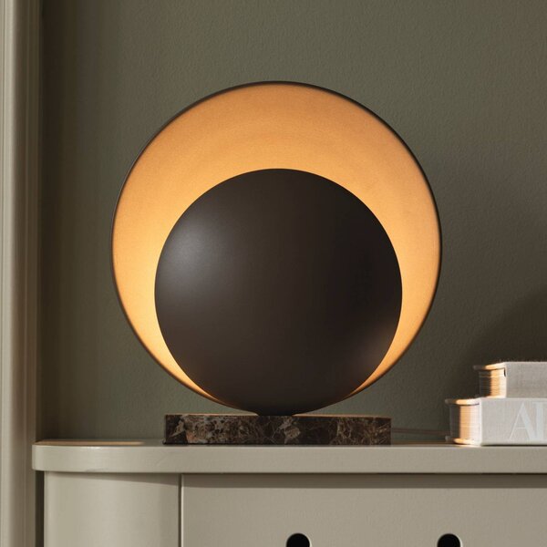 Globen Lighting Stolová lampa ORBIT, hnedá Výška 32 cm Mramorová podstava, Hnedá / hrdzavá, Obývacia izba / jedáleň, kov, Dizajn, Stolová lampa