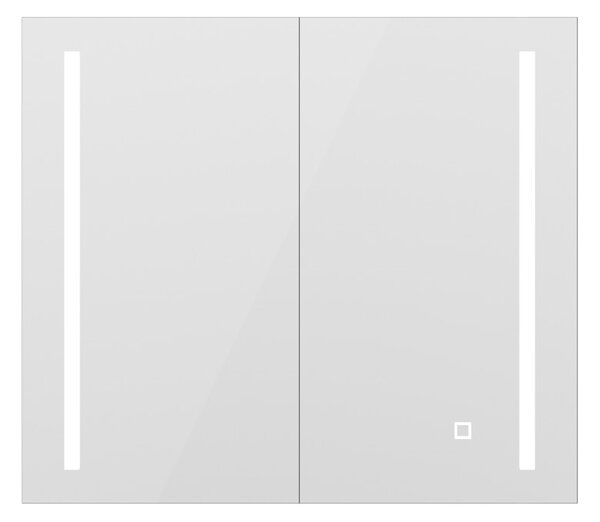 Erga Hana, zrkadlová galérka s LED osvetlením 80x70cm s integrovanou zásuvkou, biela, ERG-V05-HANA-8070-WH