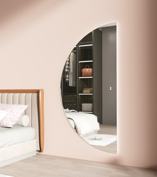 Erga Kori, polkruhové LED zrkadlo 80x160cm, 3220 lm, 3 farby svetla, ERG-V01-KORI-8016-CL