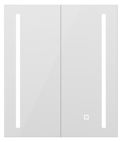 Erga Hana, zrkadlová galérka s LED osvetlením 60x70cm s integrovanou zásuvkou, biela, ERG-V05-HANA-6070-WH