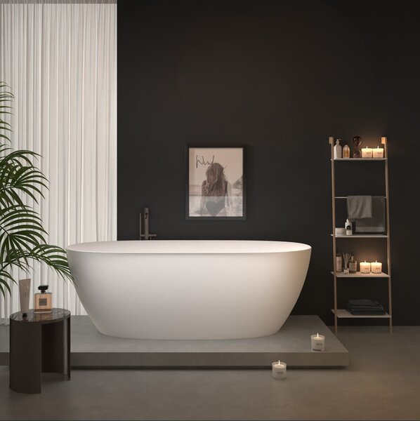 Erga Vienna, voľne stojaca vaňa 150x75 cm + odtoková zátka, biela lesklá, ERG-VIENNA-150075-WH-WH
