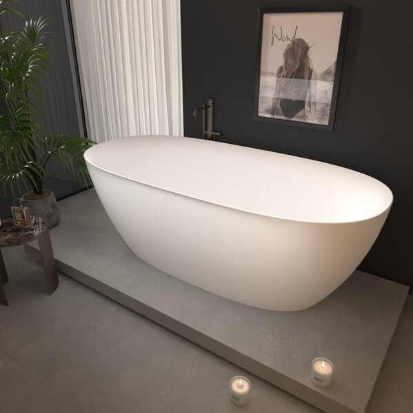 Erga Vienna, voľne stojaca vaňa 150x75 cm + odtoková zátka, biela lesklá, ERG-VIENNA-150075-WH-WH