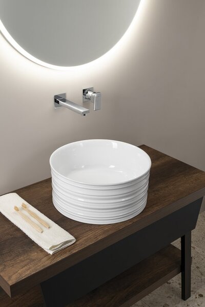 Sapho Sapho, ALETTE keramické umývadlo na dosku, vysoké, priemer 41cm, biela, AR459