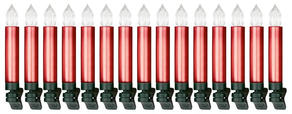 LIVARNO home Bezkáblové LED sviečky na vianočný stromček, 15 kusov (červená metalická) (100337443)