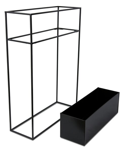 KOVOVÝ KVETINÁČ SO STOJANOM RECT 90X24X64 CM ČIERNA