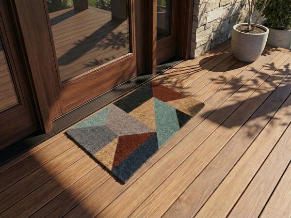 Rohožka viacfarebná kokosové vlákno 50 x 80 cm protišmyková spodná strana rohož s geometrickým vzorom moderná