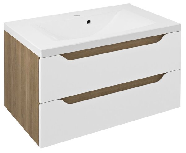 Sapho Sapho, WAVE umývadlová skrinka 79,7x45x47,8cm, biela/dub cuneo, WA080-3025
