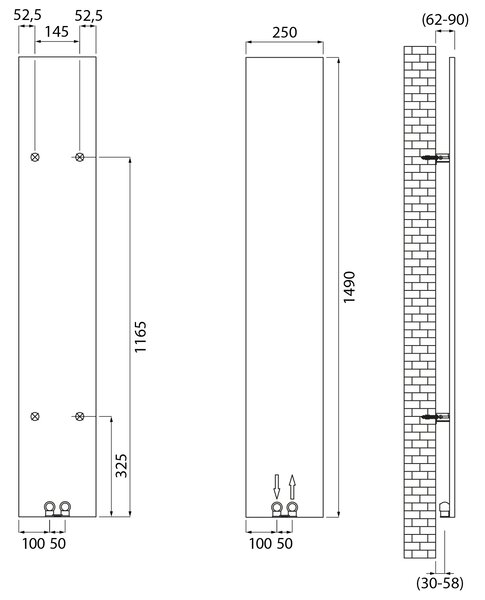 Sapho Sapho, SMARTELLA vykurovacie teleso 250x1490mm, čierna matná, MI1429