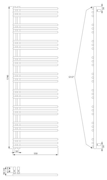 Aqualine Aqualine, POSEIDON vykurovacie teleso 550x1740mm, biela, PS517