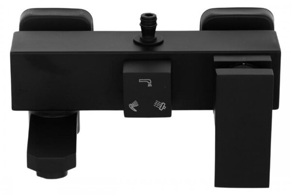 Erga Cube, sprchová batéria s vaňovým výtokom a horným pripojením sprchového stĺpu, 150 mm, čierna matná, ERG-YKA-BW.CB-BLK