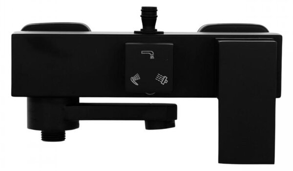 Erga Cube, sprchová batéria s vaňovým výtokom a horným pripojením sprchového stĺpu, 150 mm, čierna matná, ERG-YKA-BW.CB-BLK