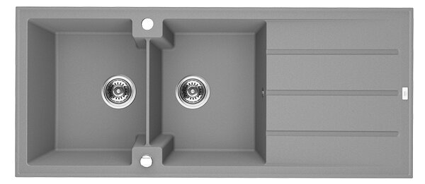 Laveo Canaria, 2-komorový granitový drez 1160x500x207 mm, šedá, LAV-SPC_521T
