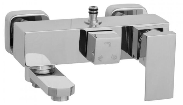 Erga Cube, sprchová batéria s vaňovým výtokom a horným pripojením sprchového stĺpu, 150 mm, chrómová, ERG-YKA-BW.CB-CHR
