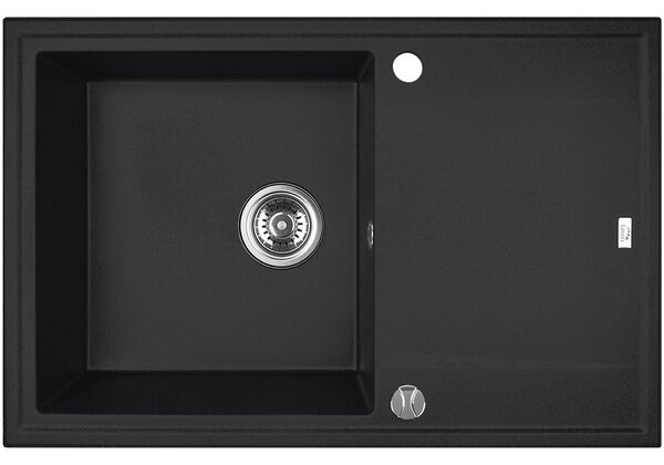 Laveo Megalo, 1-komorový granitový drez 780x500x185 mm, čierna, LAV-SBE_711B