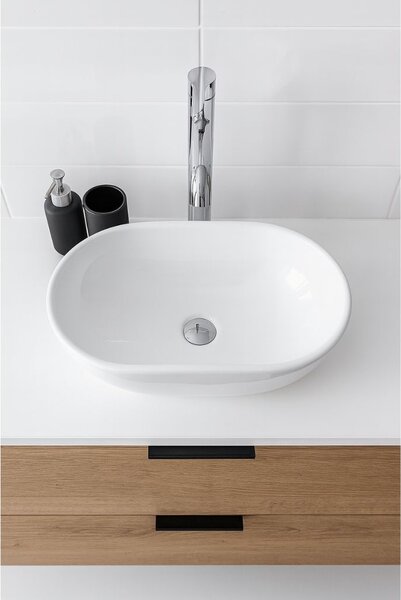 Erga Della, umývadlo na dosku 475x340x140 mm, biela lesklá, ERG-V03-DELLA48-WH