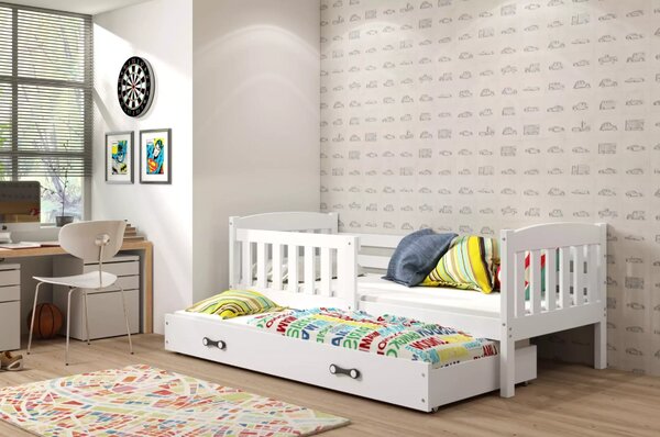 Interbeds Jednolôžková posteľ Kubus3 Biela pre teenagerov 190x90 s matracom, rozkladacia - biela