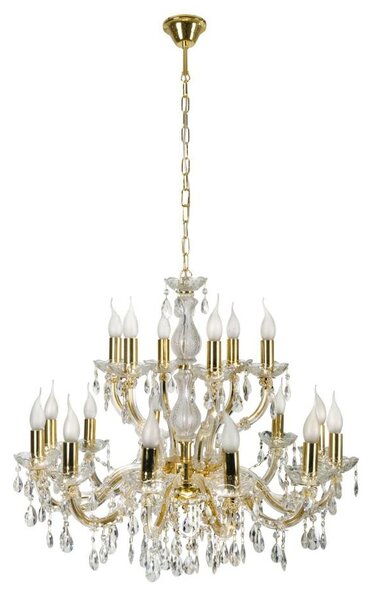 Zlatý krištáľový luster Maria Teresa pre žiarovku 18x E14 – LED lustre a svietidlá > Kolekcie svietidiel > Kolekcia svietidiel MARIA