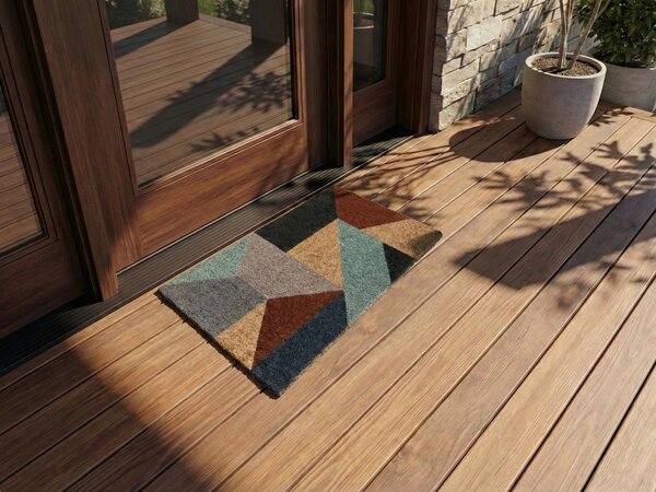 Rohožka viacfarebná kokosové vlákno 40 x 60 cm protišmyková spodná strana rohož s geometrickým vzorom moderná