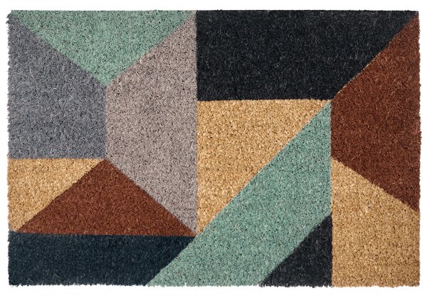 Rohožka viacfarebná kokosové vlákno 40 x 60 cm protišmyková spodná strana rohož s geometrickým vzorom moderná
