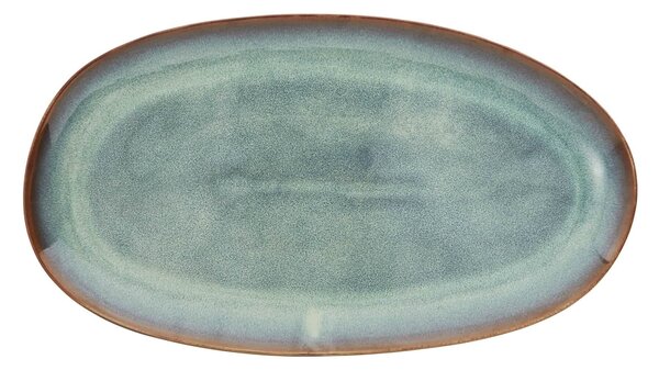 Oválný kameninový tanier Green Reactive Glaze 36 cm